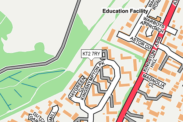 KT2 7RY map - OS OpenMap – Local (Ordnance Survey)