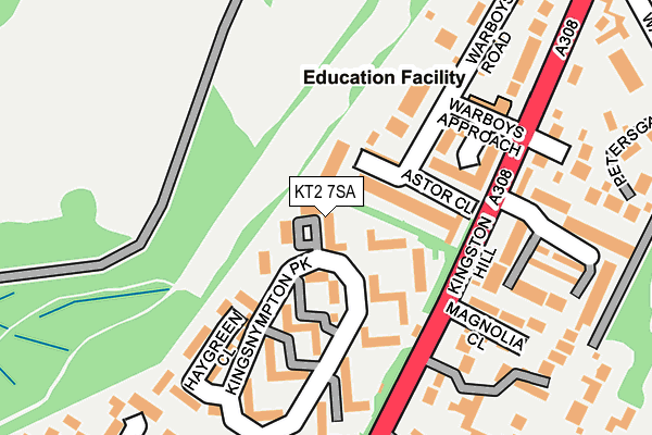 KT2 7SA map - OS OpenMap – Local (Ordnance Survey)