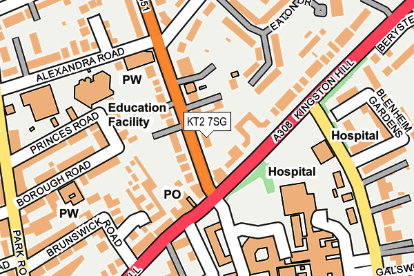 KT2 7SG map - OS OpenMap – Local (Ordnance Survey)