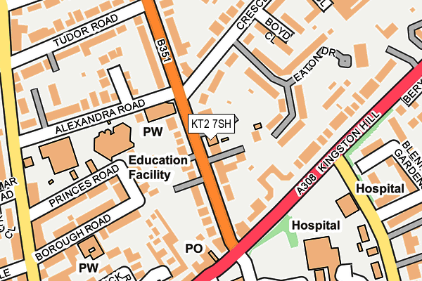 KT2 7SH map - OS OpenMap – Local (Ordnance Survey)