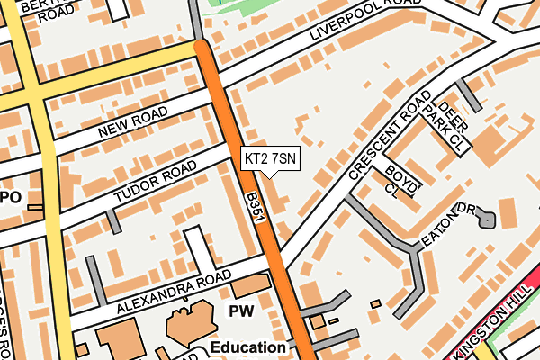 KT2 7SN map - OS OpenMap – Local (Ordnance Survey)