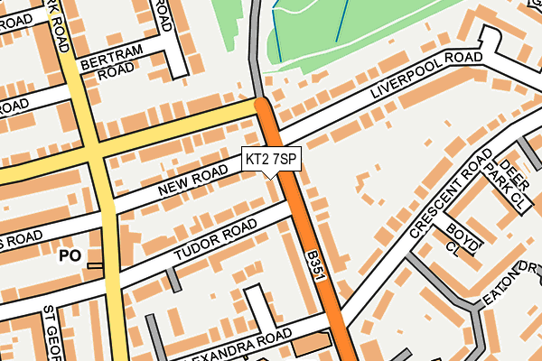 KT2 7SP map - OS OpenMap – Local (Ordnance Survey)