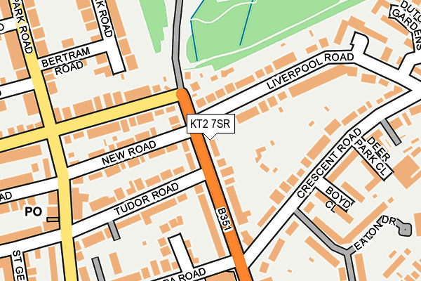 KT2 7SR map - OS OpenMap – Local (Ordnance Survey)