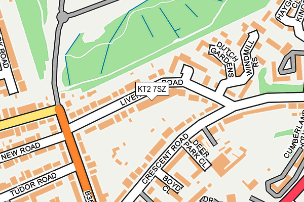 KT2 7SZ map - OS OpenMap – Local (Ordnance Survey)