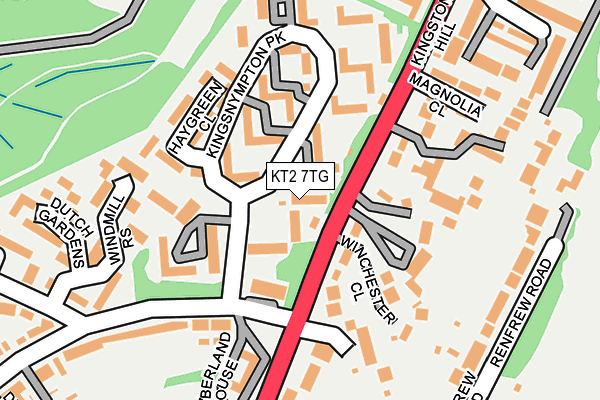 KT2 7TG map - OS OpenMap – Local (Ordnance Survey)