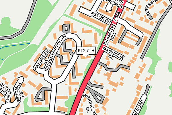 KT2 7TH map - OS OpenMap – Local (Ordnance Survey)