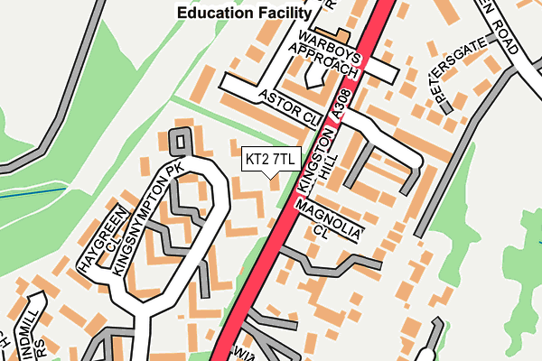 KT2 7TL map - OS OpenMap – Local (Ordnance Survey)