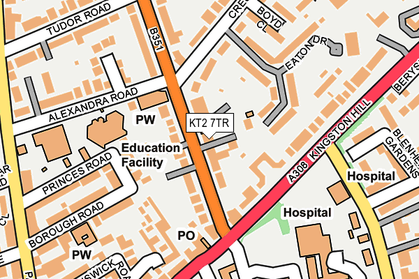 KT2 7TR map - OS OpenMap – Local (Ordnance Survey)