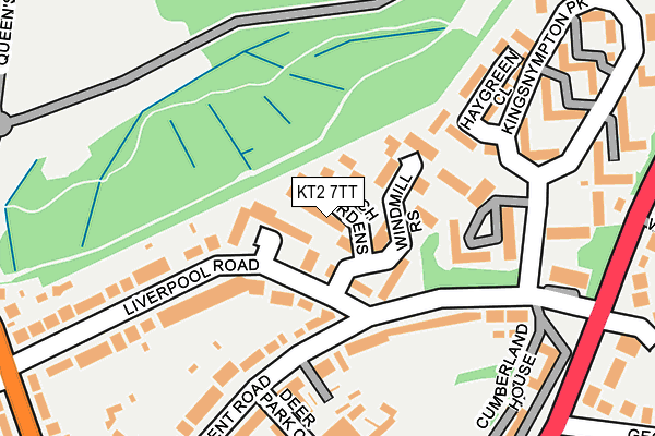 KT2 7TT map - OS OpenMap – Local (Ordnance Survey)