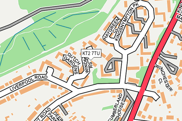 KT2 7TU map - OS OpenMap – Local (Ordnance Survey)