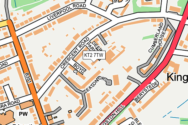 KT2 7TW map - OS OpenMap – Local (Ordnance Survey)