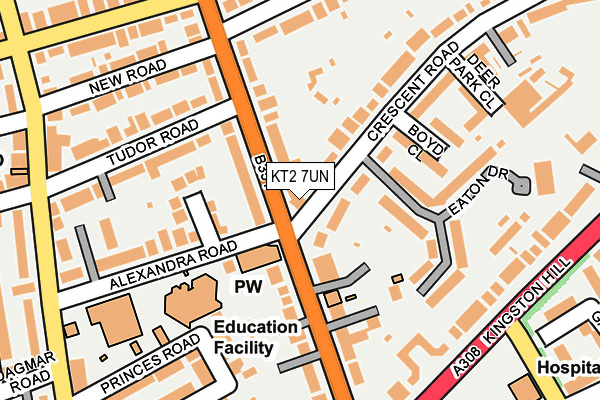 KT2 7UN map - OS OpenMap – Local (Ordnance Survey)