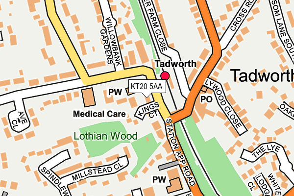 KT20 5AA map - OS OpenMap – Local (Ordnance Survey)