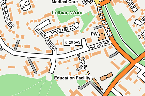 KT20 5AS map - OS OpenMap – Local (Ordnance Survey)