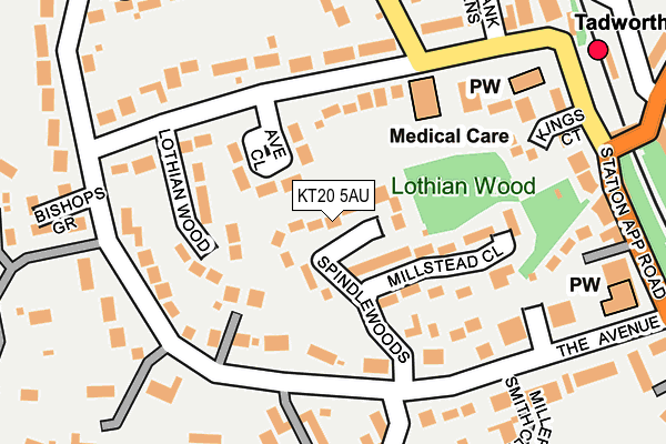KT20 5AU map - OS OpenMap – Local (Ordnance Survey)