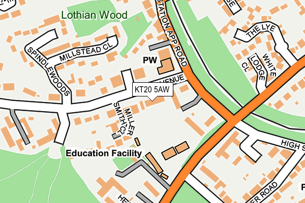 KT20 5AW map - OS OpenMap – Local (Ordnance Survey)