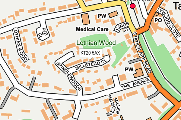 KT20 5AX map - OS OpenMap – Local (Ordnance Survey)