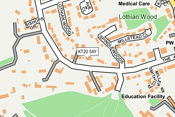 KT20 5AY map - OS OpenMap – Local (Ordnance Survey)