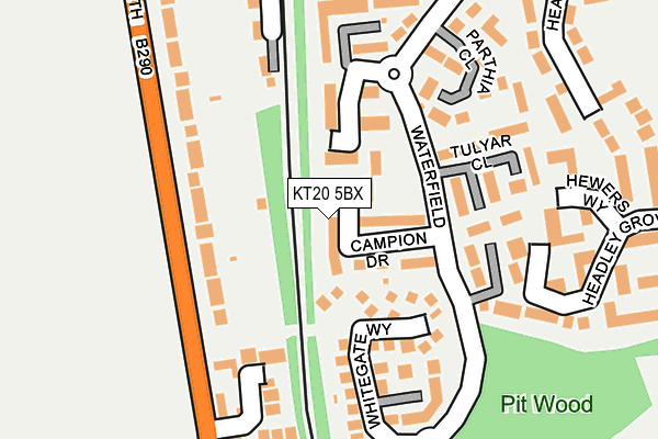 KT20 5BX map - OS OpenMap – Local (Ordnance Survey)