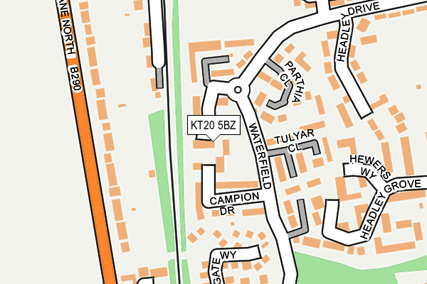 KT20 5BZ map - OS OpenMap – Local (Ordnance Survey)