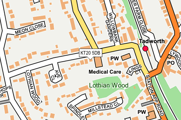 KT20 5DB map - OS OpenMap – Local (Ordnance Survey)