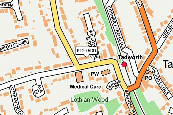 KT20 5DD map - OS OpenMap – Local (Ordnance Survey)