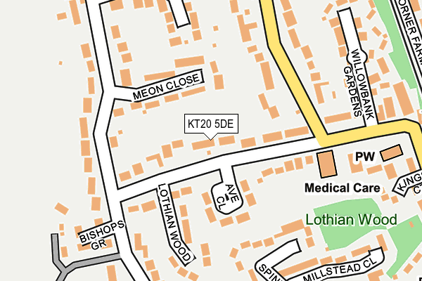 KT20 5DE map - OS OpenMap – Local (Ordnance Survey)