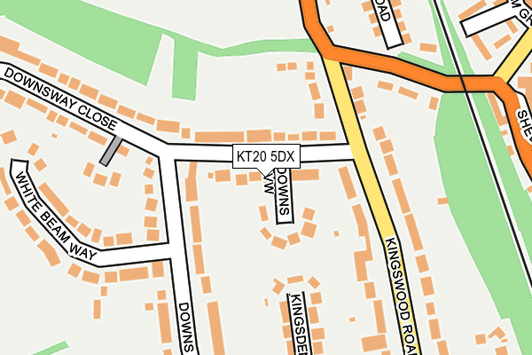 KT20 5DX map - OS OpenMap – Local (Ordnance Survey)