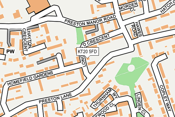 KT20 5FD map - OS OpenMap – Local (Ordnance Survey)