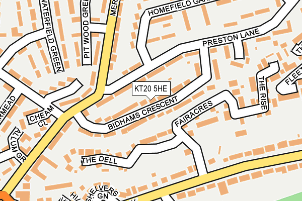 KT20 5HE map - OS OpenMap – Local (Ordnance Survey)