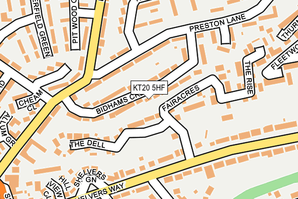 KT20 5HF map - OS OpenMap – Local (Ordnance Survey)