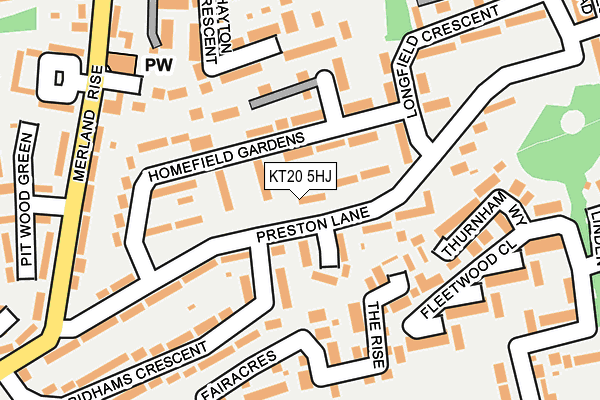 KT20 5HJ map - OS OpenMap – Local (Ordnance Survey)