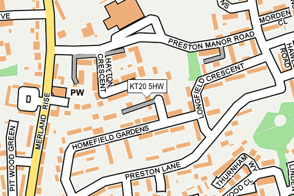 KT20 5HW map - OS OpenMap – Local (Ordnance Survey)