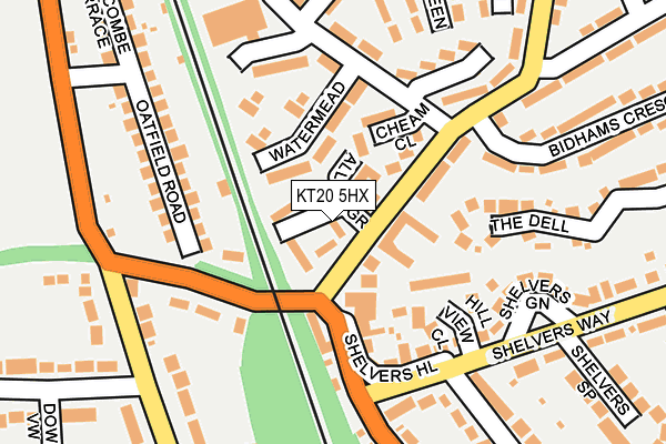 KT20 5HX map - OS OpenMap – Local (Ordnance Survey)