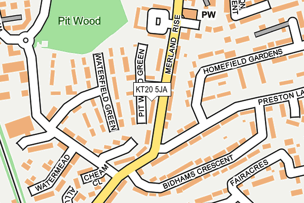 KT20 5JA map - OS OpenMap – Local (Ordnance Survey)