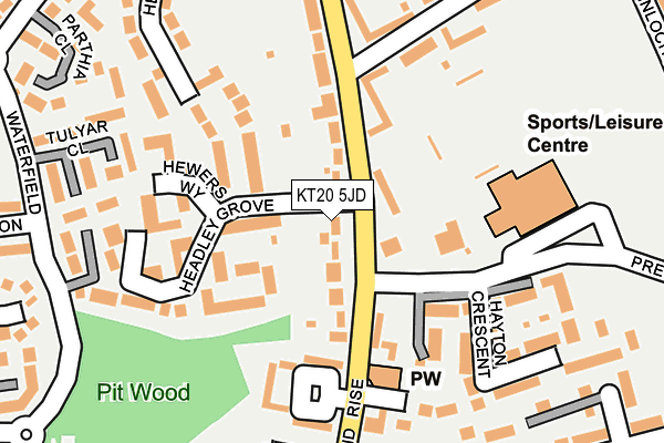 KT20 5JD map - OS OpenMap – Local (Ordnance Survey)