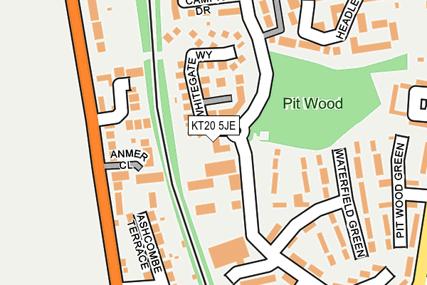 KT20 5JE map - OS OpenMap – Local (Ordnance Survey)