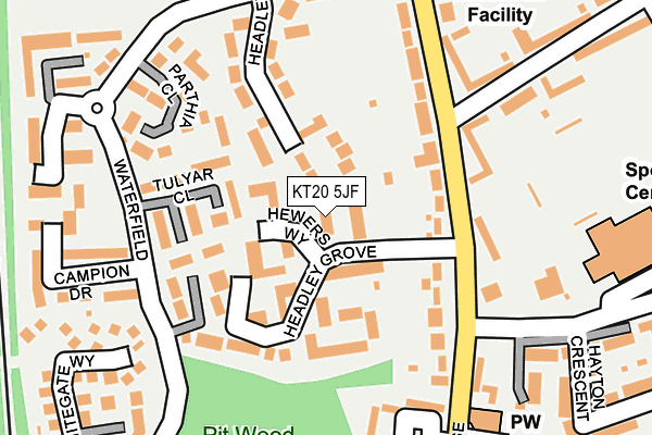 KT20 5JF map - OS OpenMap – Local (Ordnance Survey)