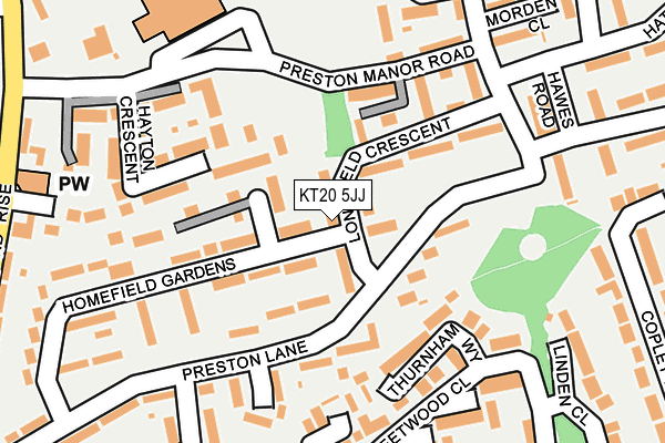 KT20 5JJ map - OS OpenMap – Local (Ordnance Survey)