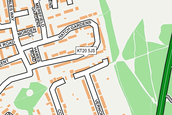 KT20 5JS map - OS OpenMap – Local (Ordnance Survey)