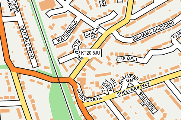 KT20 5JU map - OS OpenMap – Local (Ordnance Survey)