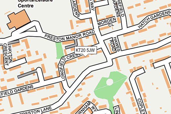 KT20 5JW map - OS OpenMap – Local (Ordnance Survey)
