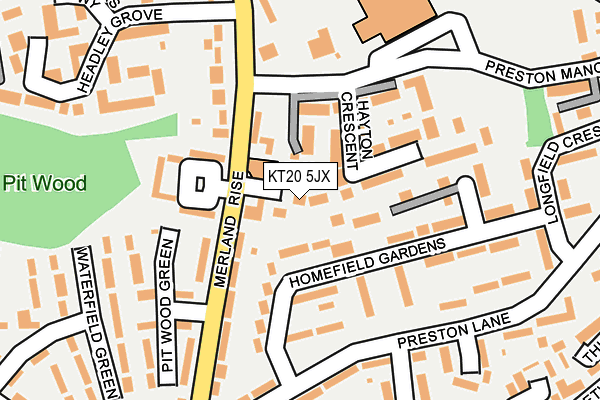 KT20 5JX map - OS OpenMap – Local (Ordnance Survey)