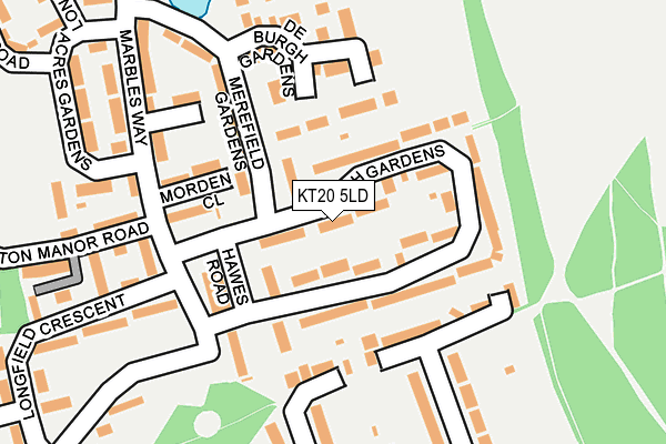 KT20 5LD map - OS OpenMap – Local (Ordnance Survey)