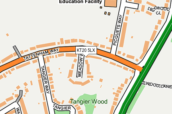 KT20 5LX map - OS OpenMap – Local (Ordnance Survey)