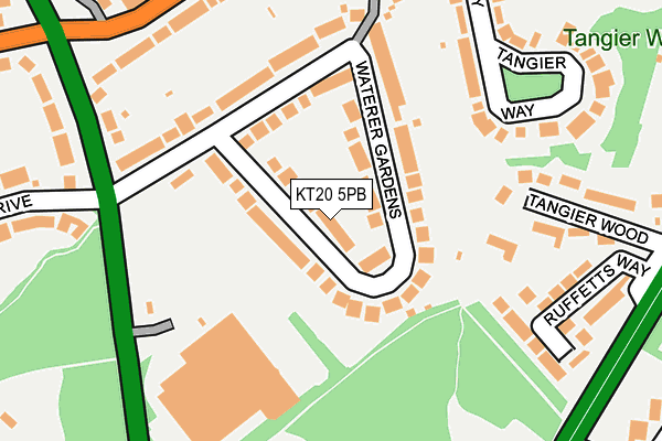 KT20 5PB map - OS OpenMap – Local (Ordnance Survey)