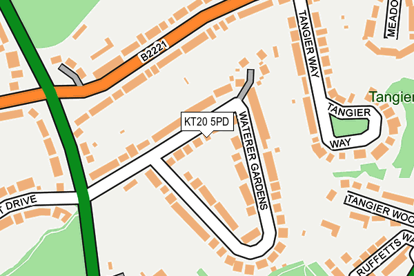 KT20 5PD map - OS OpenMap – Local (Ordnance Survey)