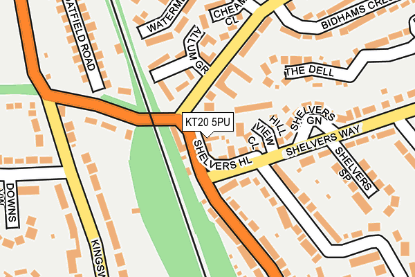 KT20 5PU map - OS OpenMap – Local (Ordnance Survey)