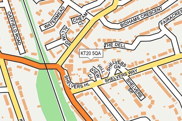 KT20 5QA map - OS OpenMap – Local (Ordnance Survey)