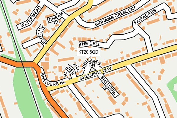 KT20 5QD map - OS OpenMap – Local (Ordnance Survey)